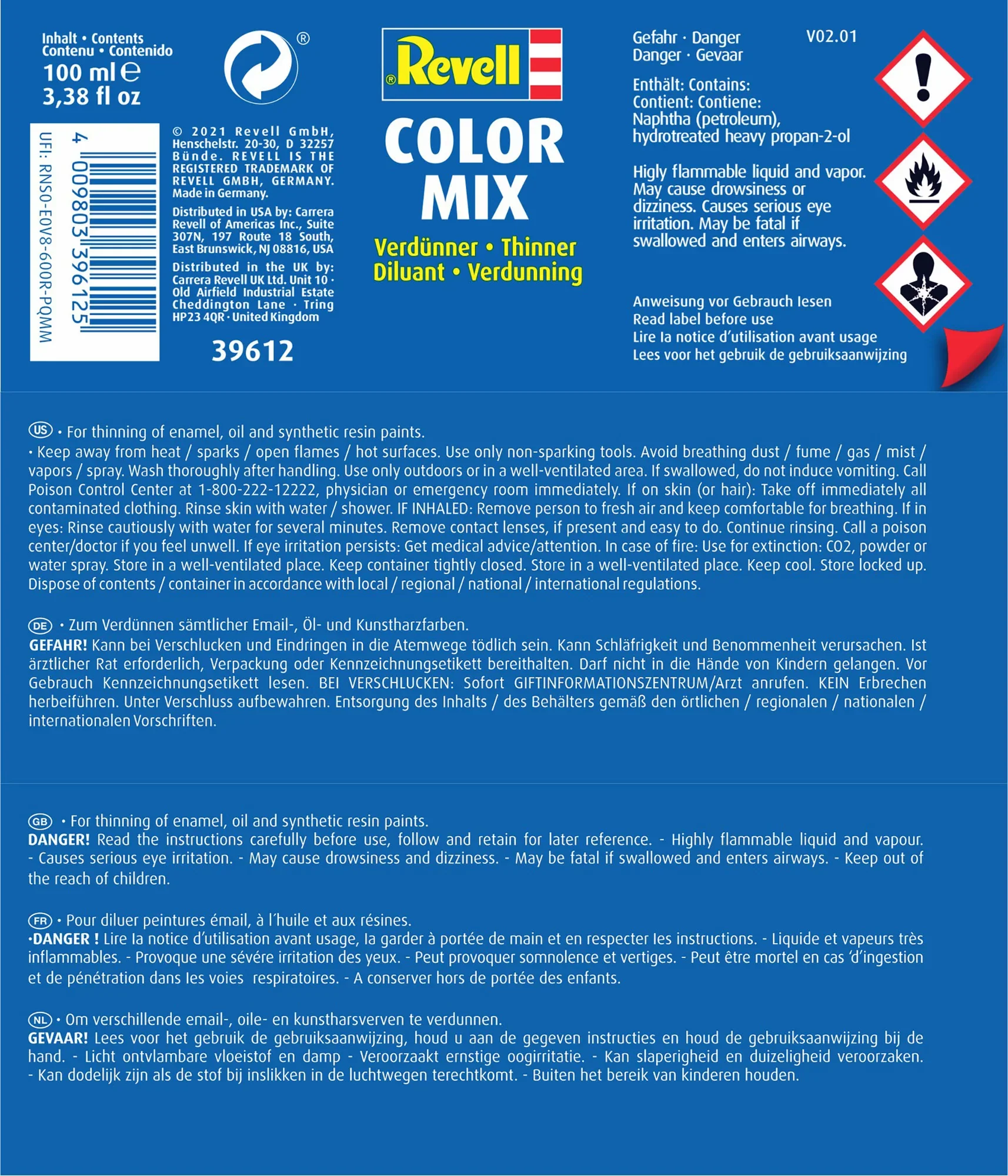 Revell "Color Mix" Email Enamel Thinner - 100ml - Image 4
